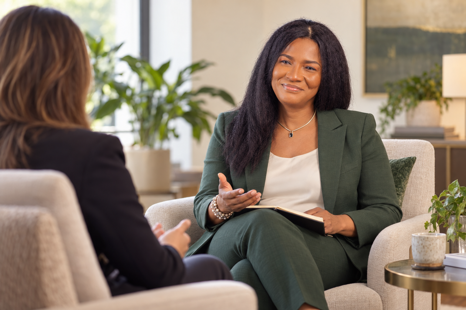 Pearl Kanu in a private coaching conversation with a client
